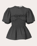 Onessa Shirred Taffeta Peplum Top