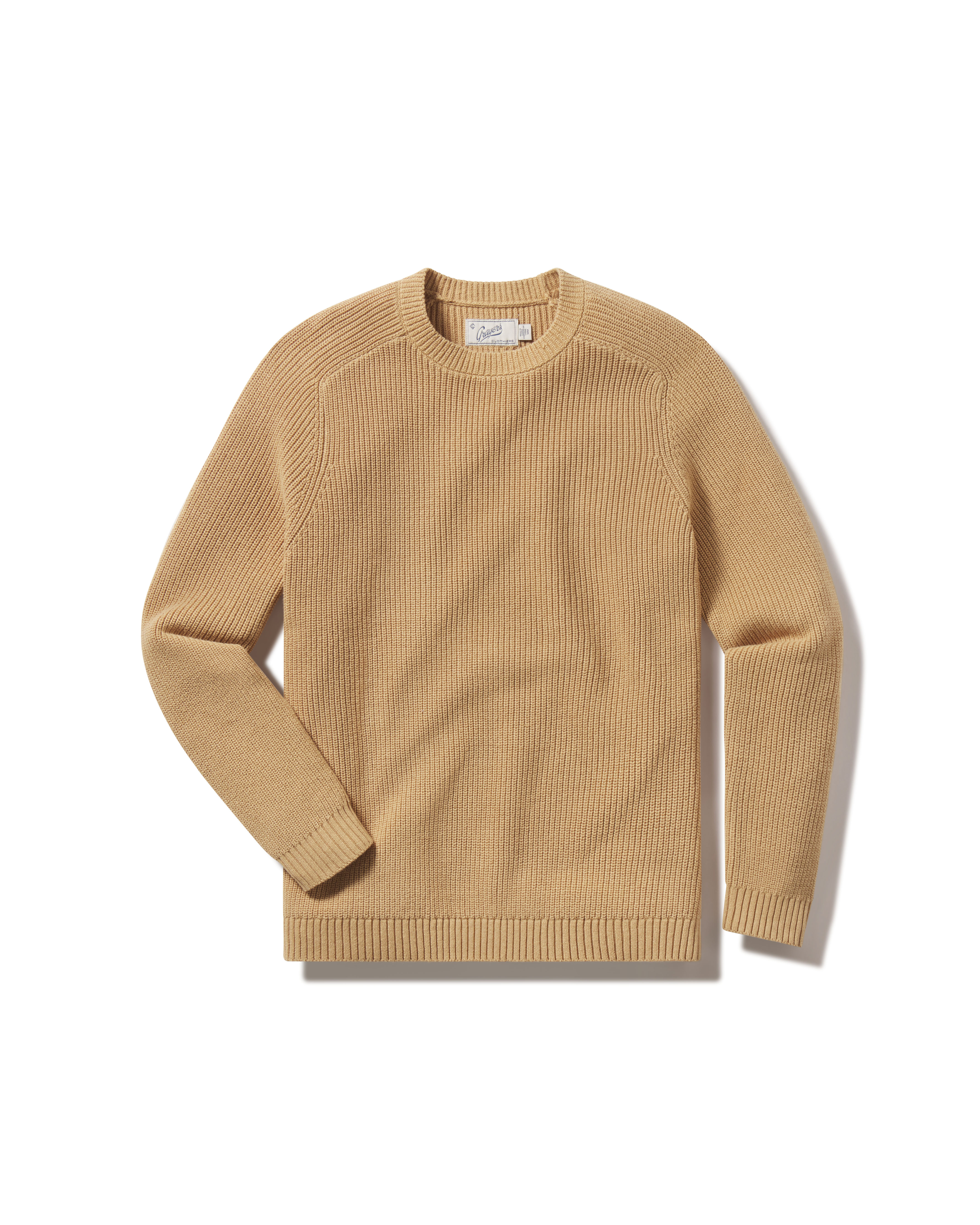 Shaker Stitch Cotton Crewneck Sweater - Curry