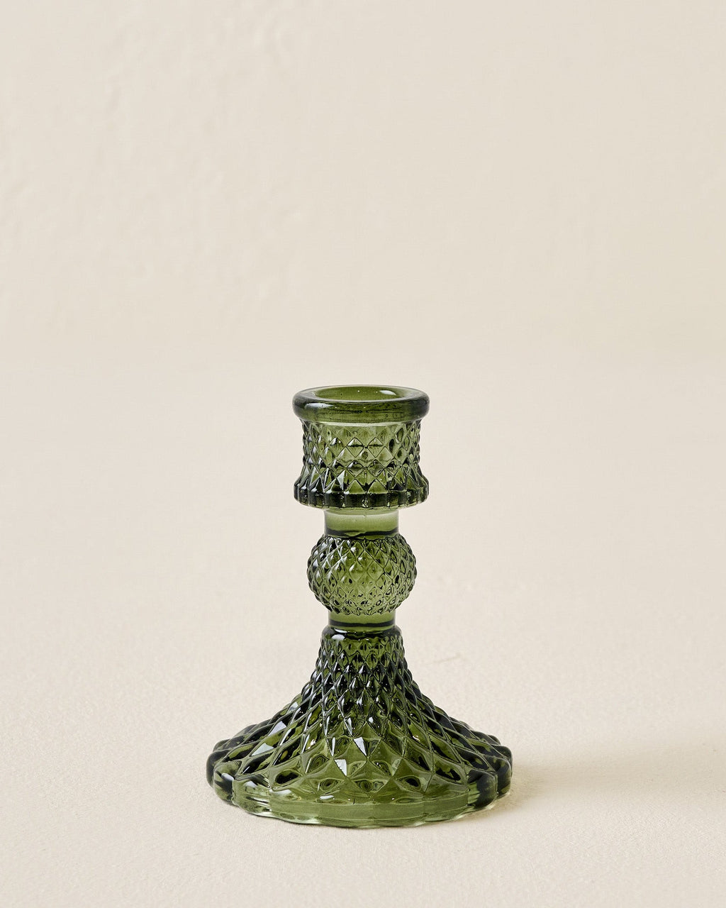 Antique Green Glass Taper Holder