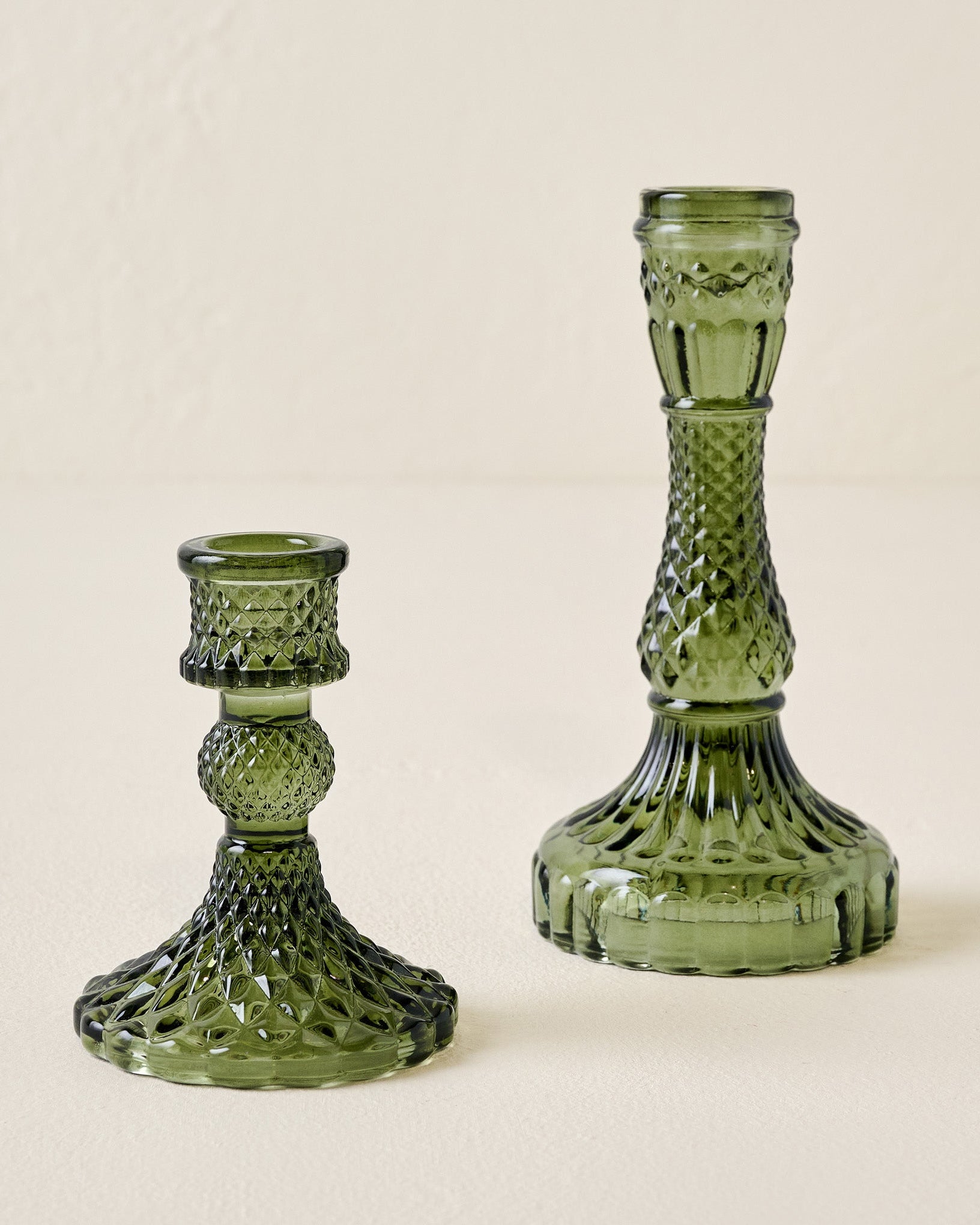 Antique Green Glass Taper Holder