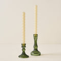 Antique Green Glass Taper Holder