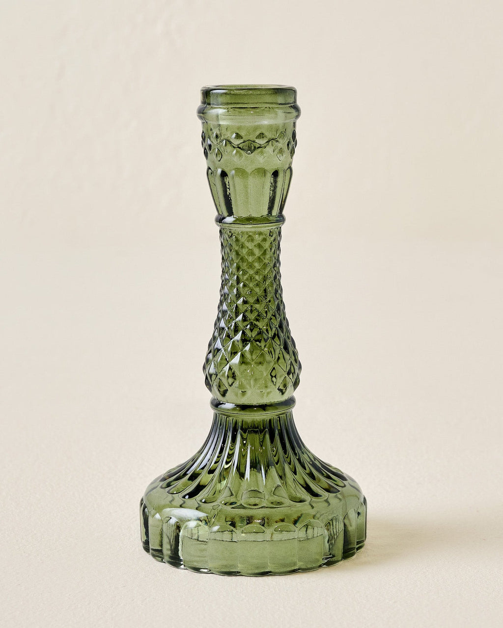 Antique Green Glass Taper Holder
