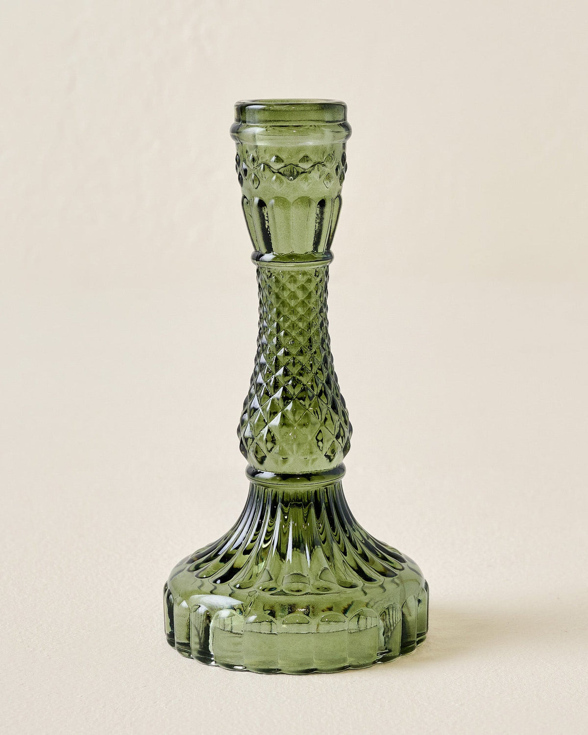 Antique Green Glass Taper Holder