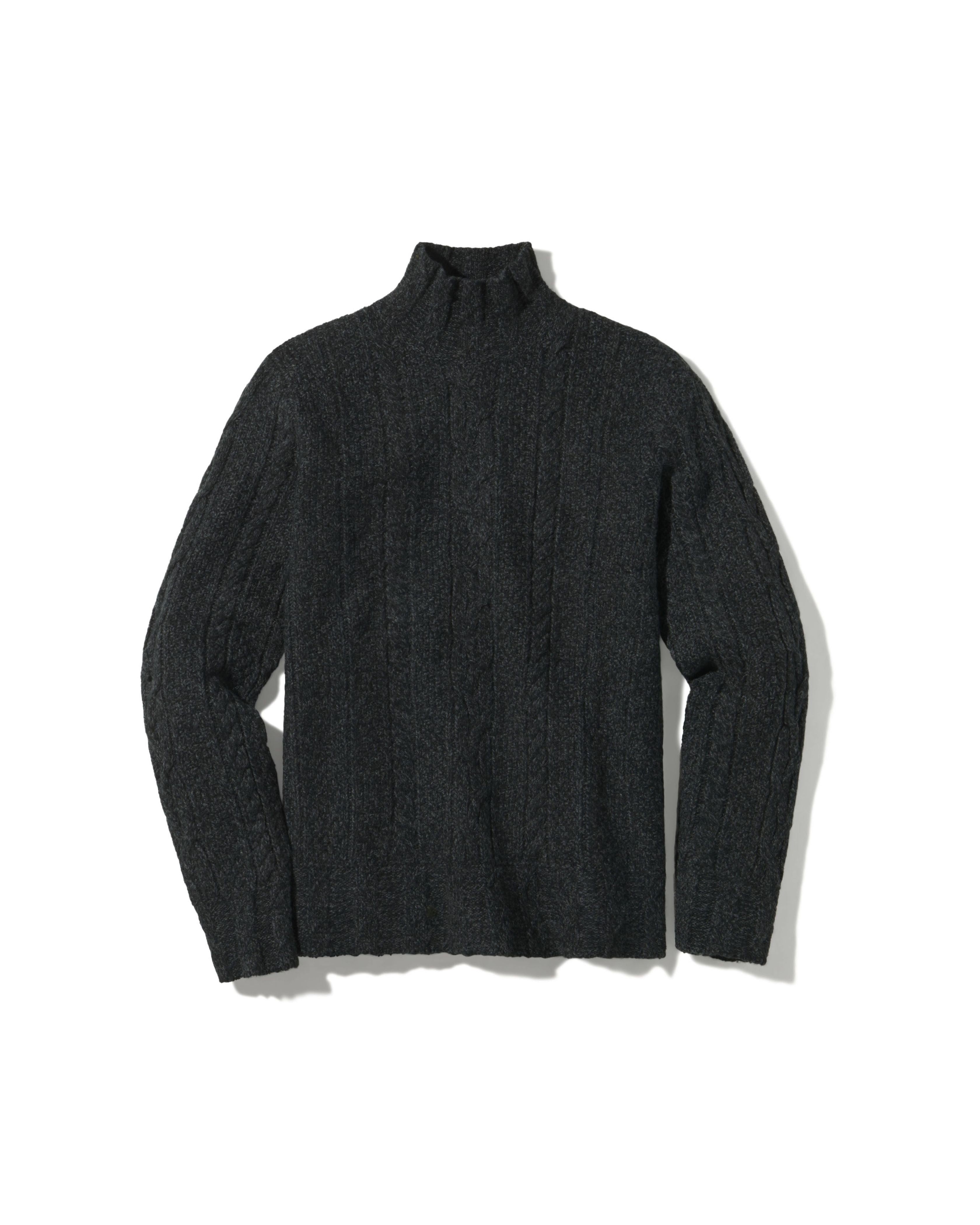 Fisherman Cable Turtleneck - Charcoal Navy