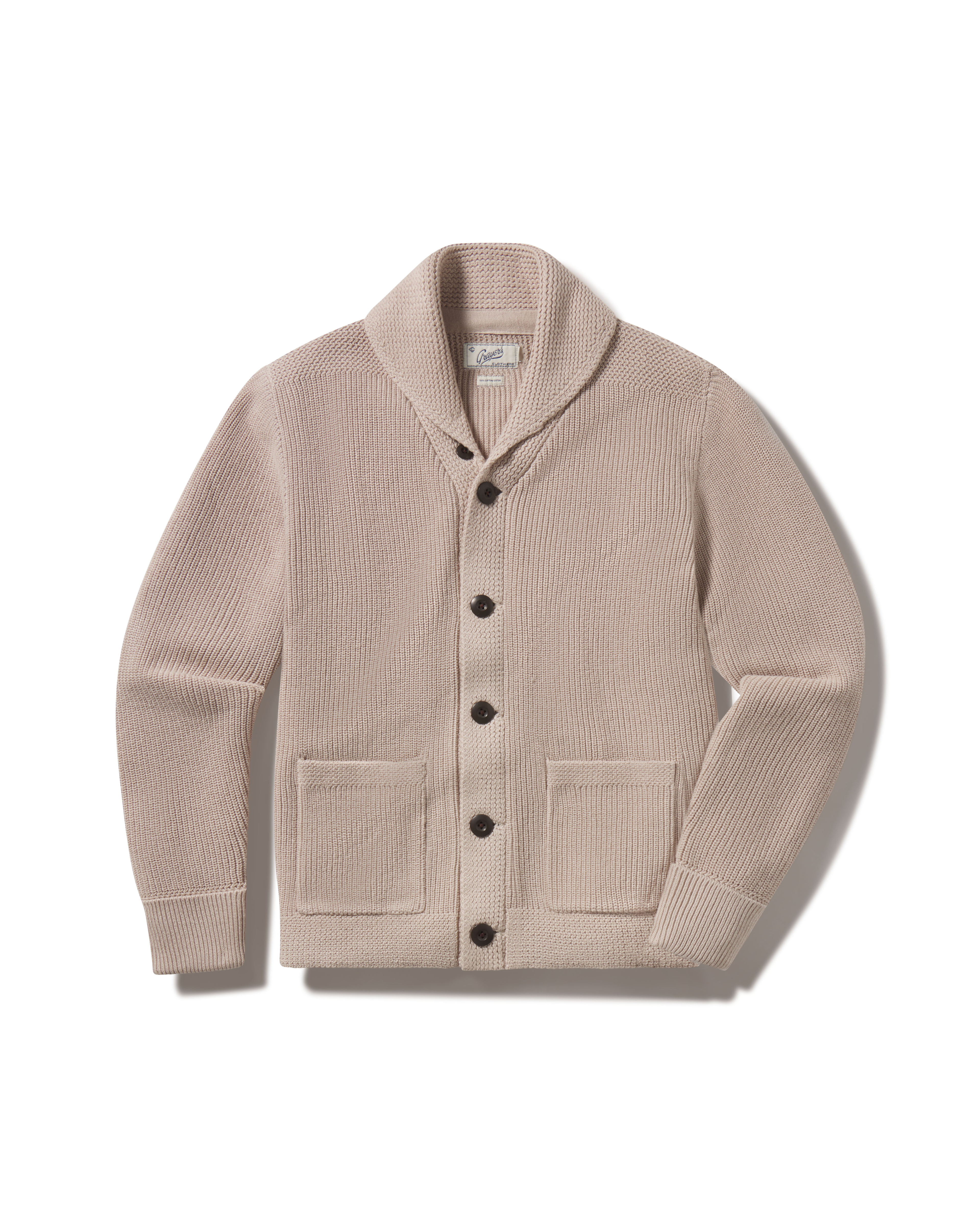 Shaker Stitch Cotton Shawl Cardigan Sweater - Peyote