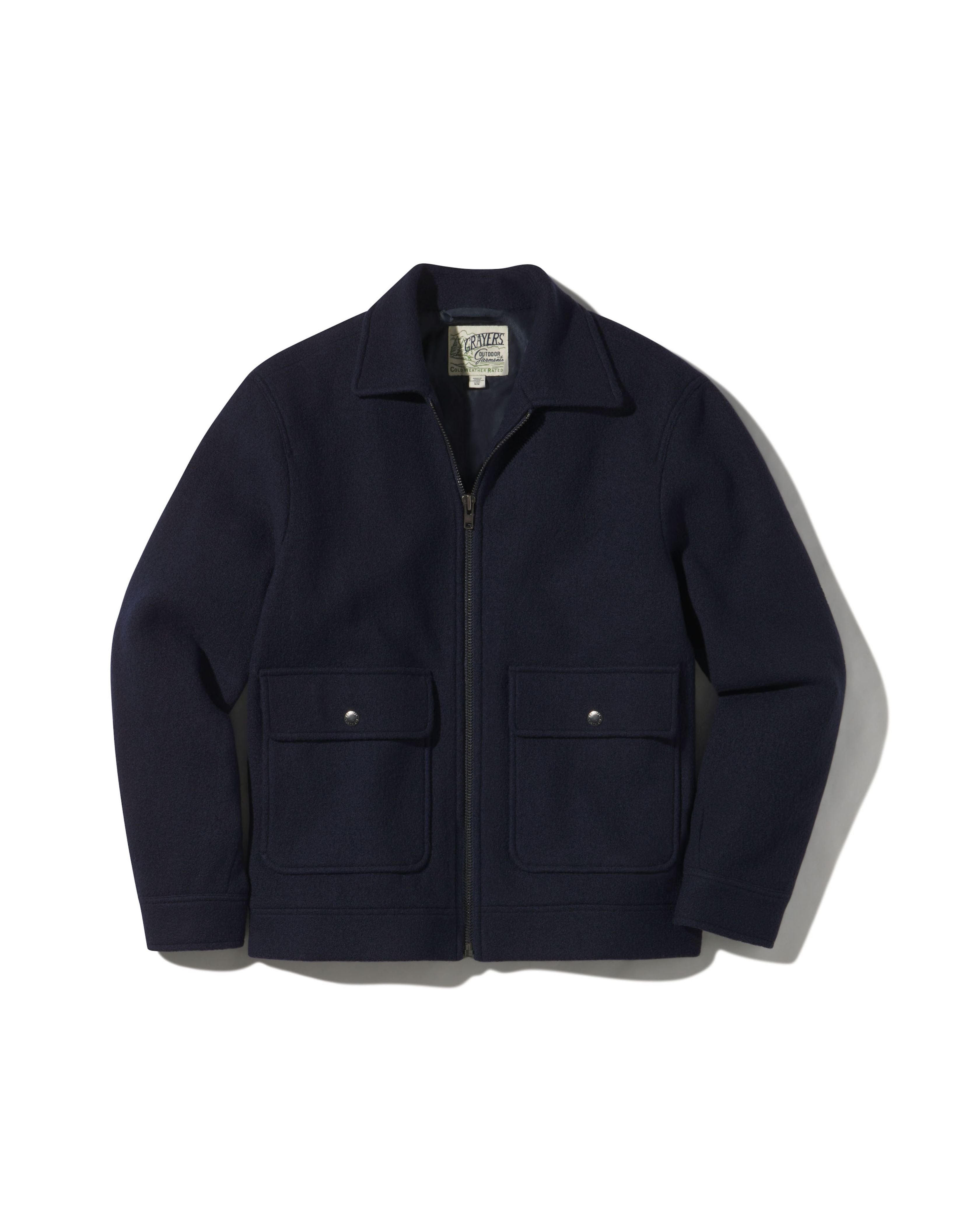 Burnham Boiled Wool Bomber - Navy