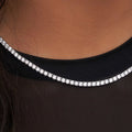 GLD Diamond Tennis Necklace in White Gold- 3mm