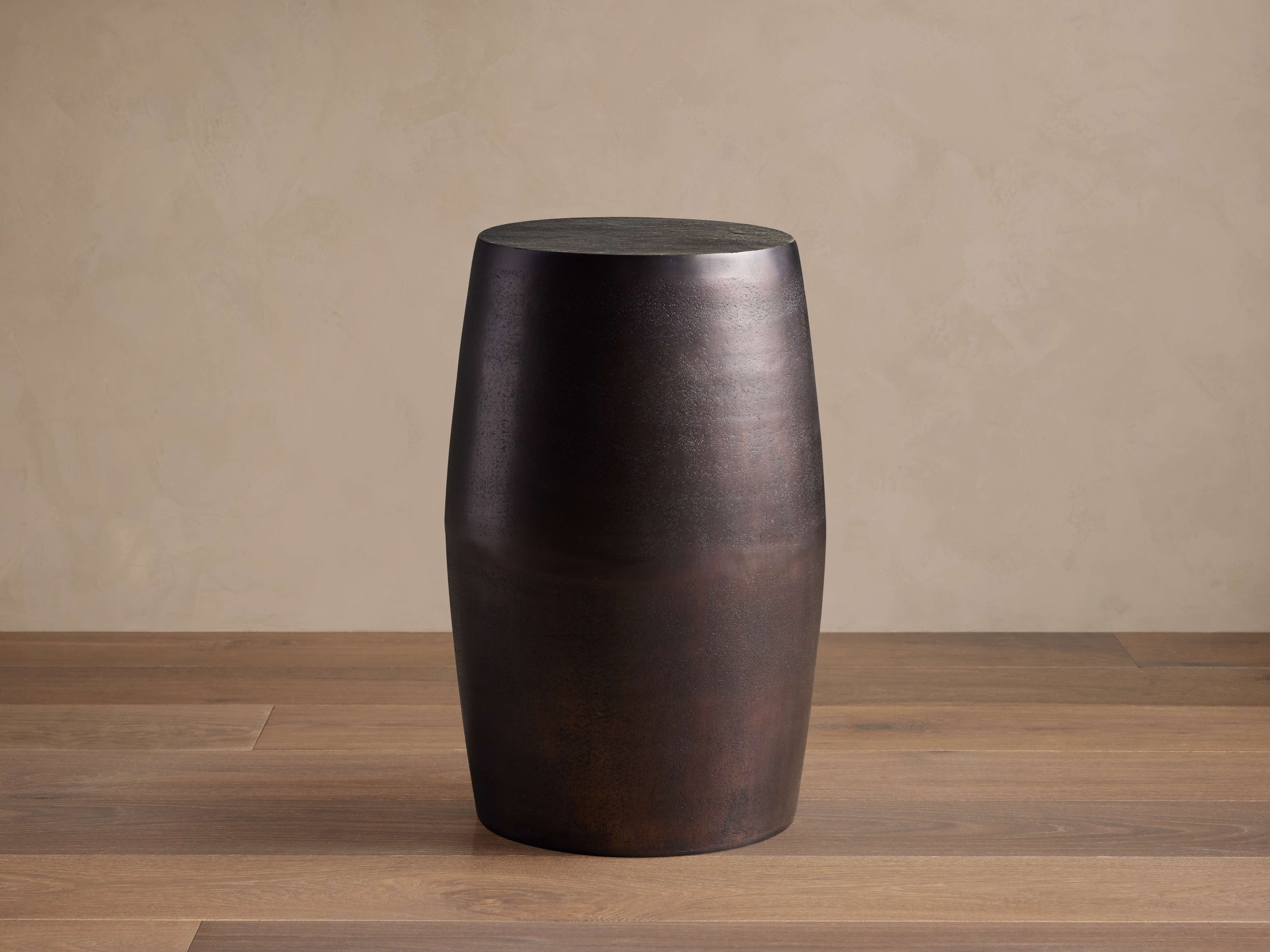 Hammered Drum End Table in Copper