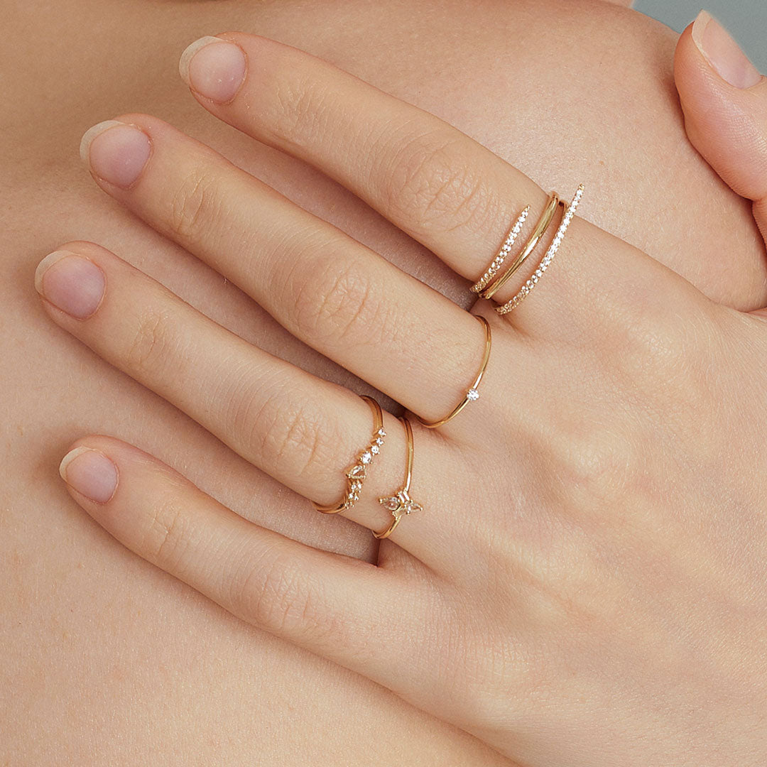 AURORA | Pear and Baguette White Sapphire Ring