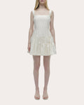 Laila Frayed Jacquard Tiered Mini Dress