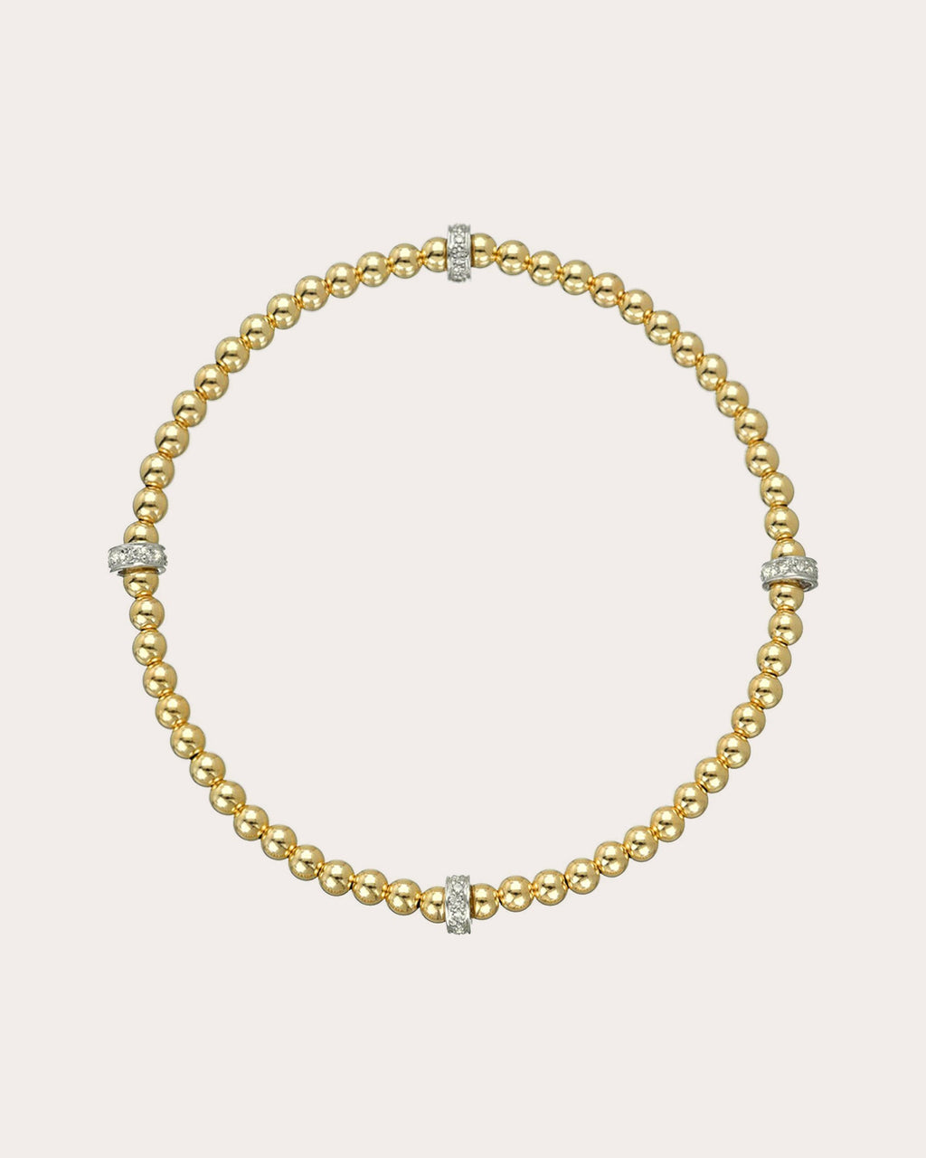 14K Two-Tone Gold Diamond Bead Bracelet