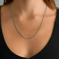 Micro Box Necklace in White Gold - 1.5mm