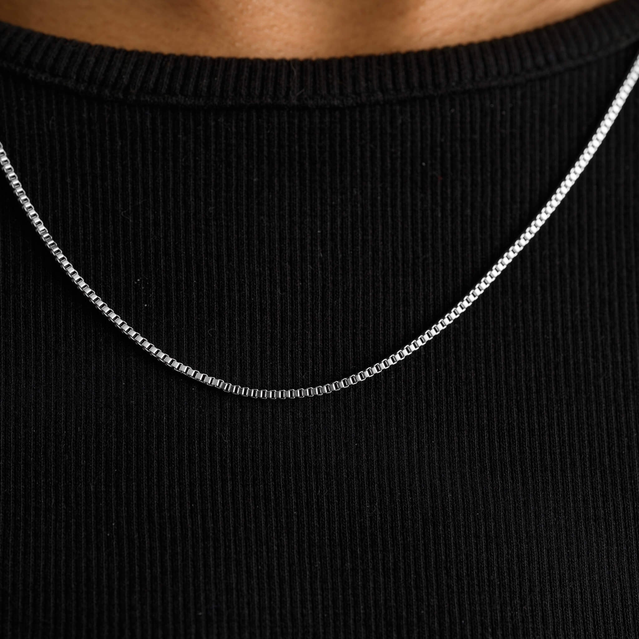 Micro Box Chain in White Gold - 1.5mm