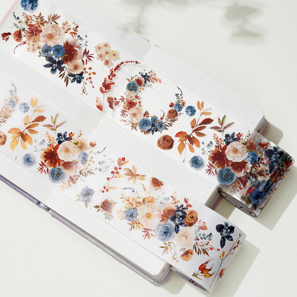 Dusty Blue & Cinnamon Wide Washi/PET Tape