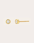 Diamond & 14k Gold Bezel Stud Earrings