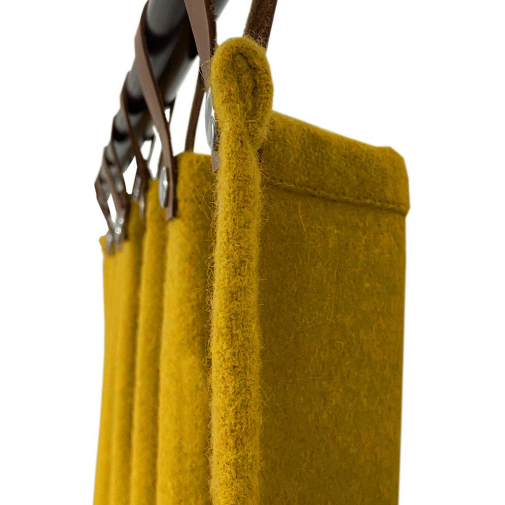 Mustard Wool Curtains With Leather Ties and Trim Curtain