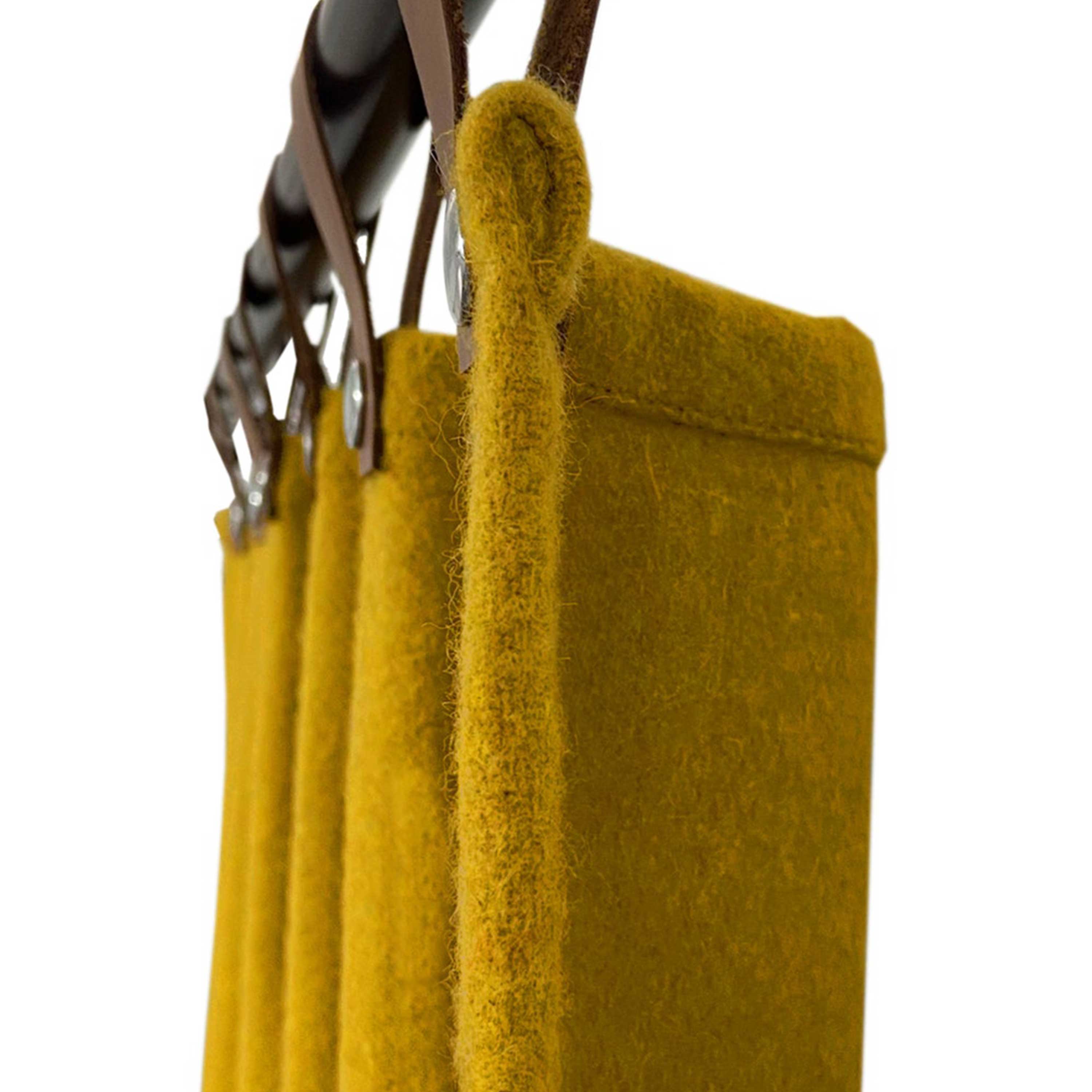 Mustard Wool Curtains With Leather Ties and Trim Curtain