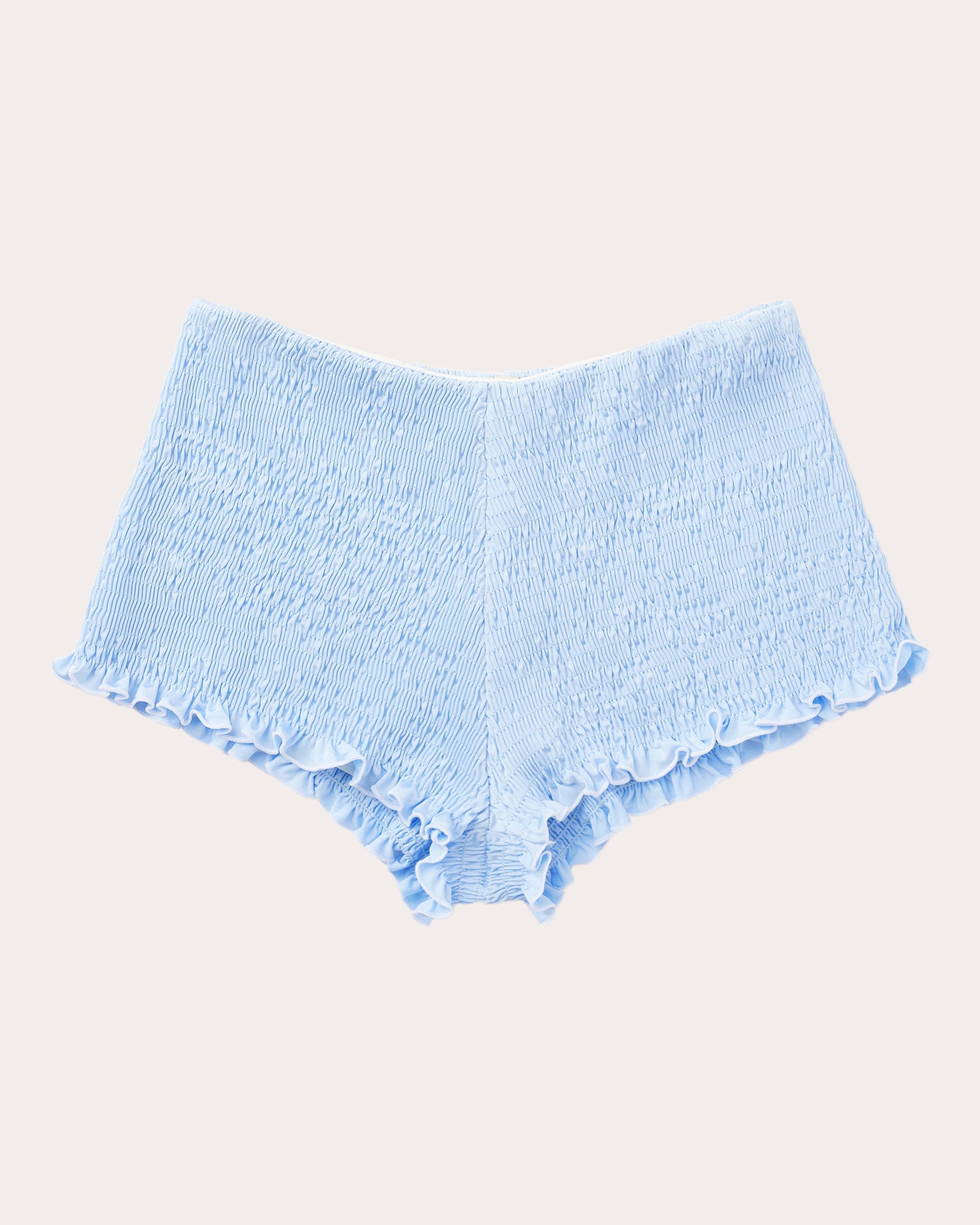Sea Frill-Trim Smocked Swim Shorts
