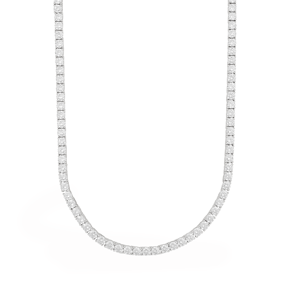 Women's Moissanite Diamond Tennis Necklace in White Gold Vermeil- 3mm