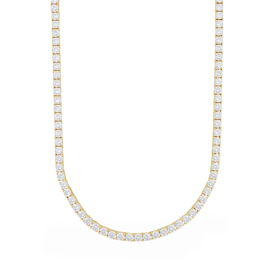Men's Moissanite Diamond Tennis Chain in Yellow Gold Vermeil- 3mm