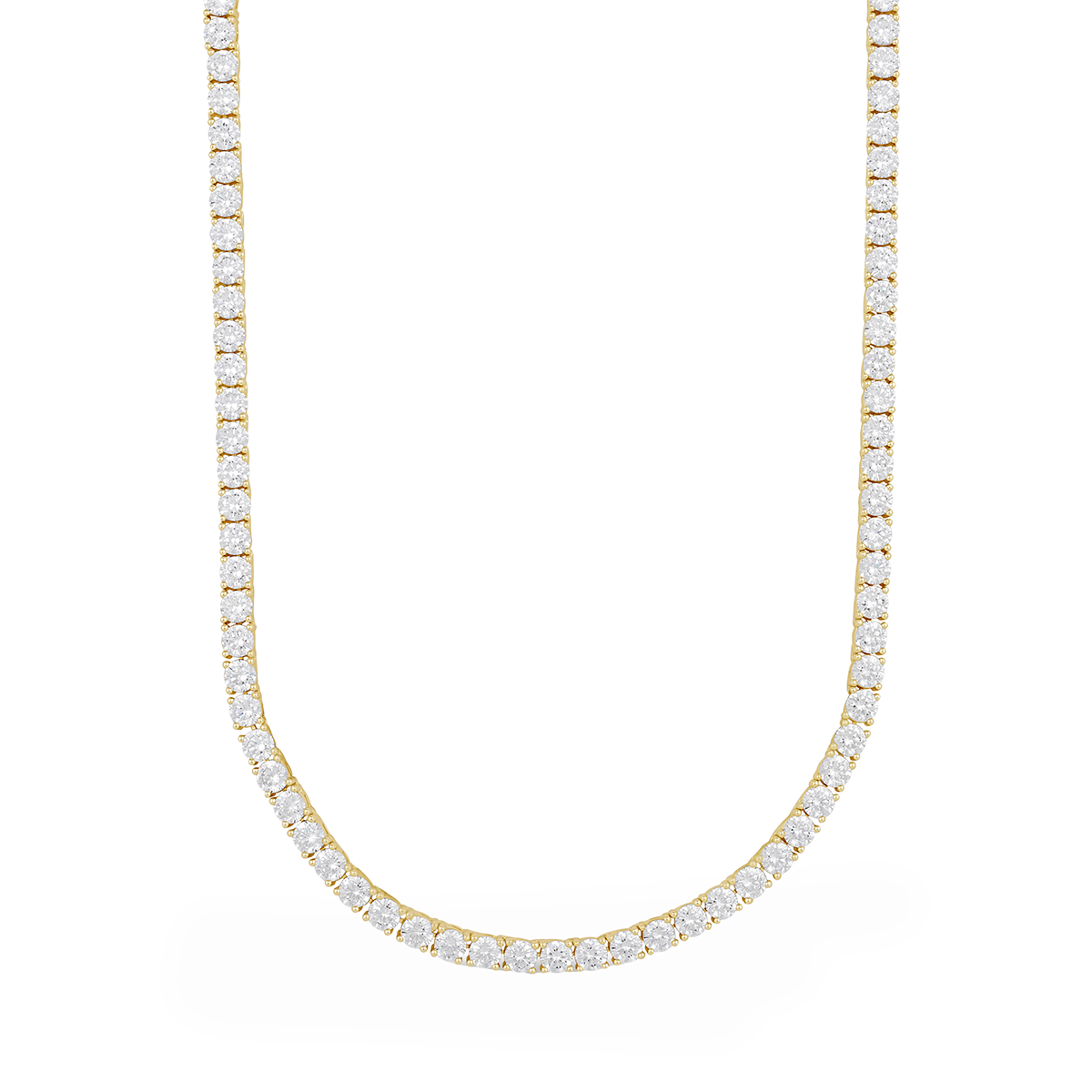 Women's Moissanite Diamond Tennis Necklace in Yellow Gold Vermeil- 3mm