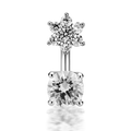 4.5mm CZ Flower and 4mm Prong Set CZ Navel Barbell