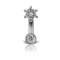 Diamond Flower and Scallop Set Diamond Rook Barbell