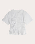 Ace Cotton Jersey Shirred Ruffle Peplum Top