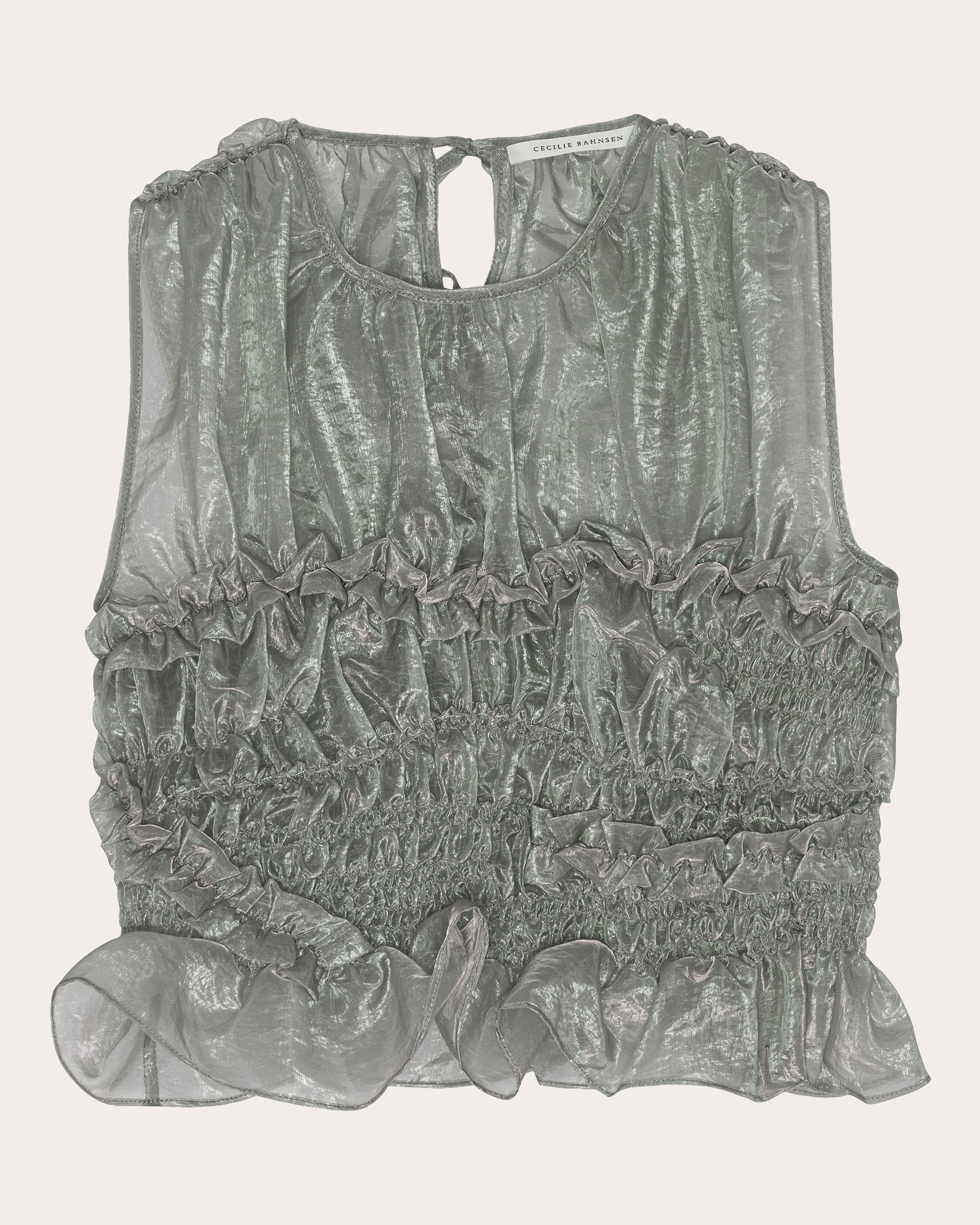 Uphi Sheer Liquid Myrtia Shirred Top