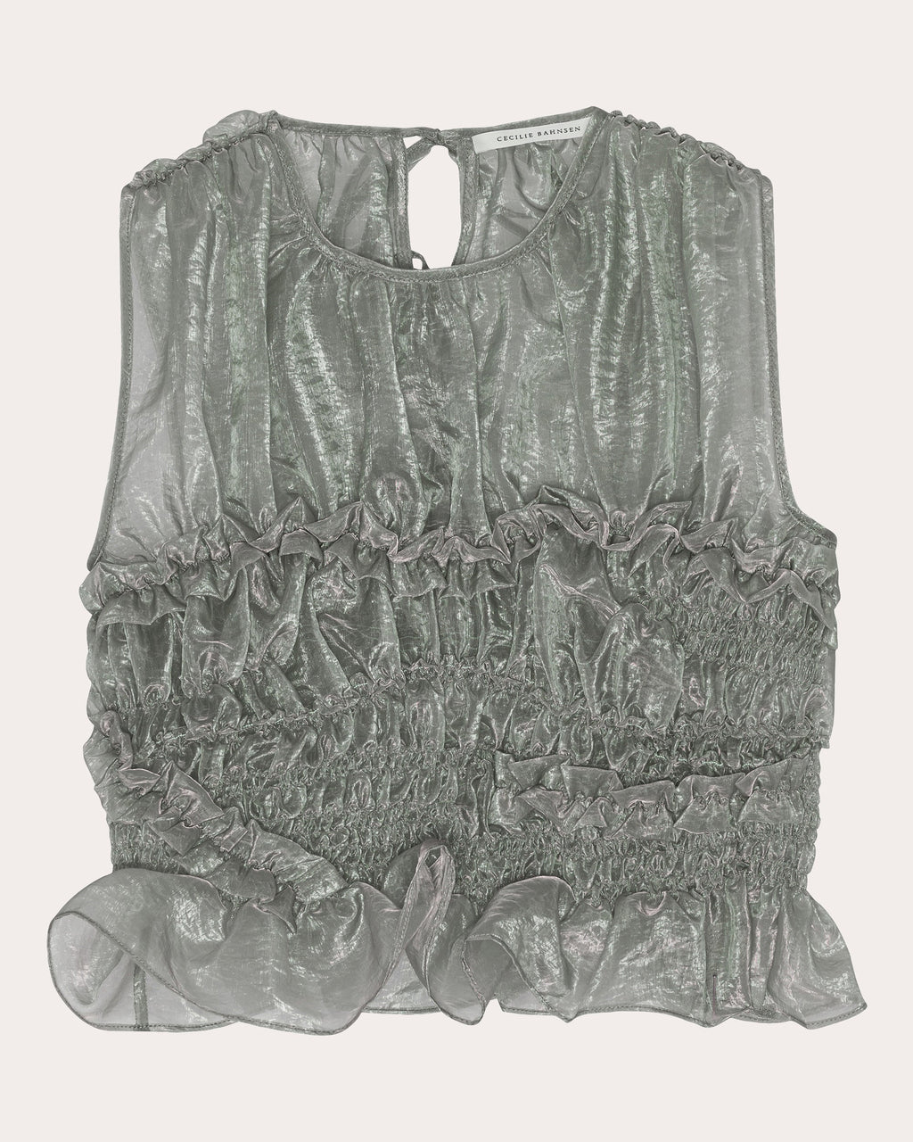 Uphi Sheer Liquid Myrtia Shirred Top