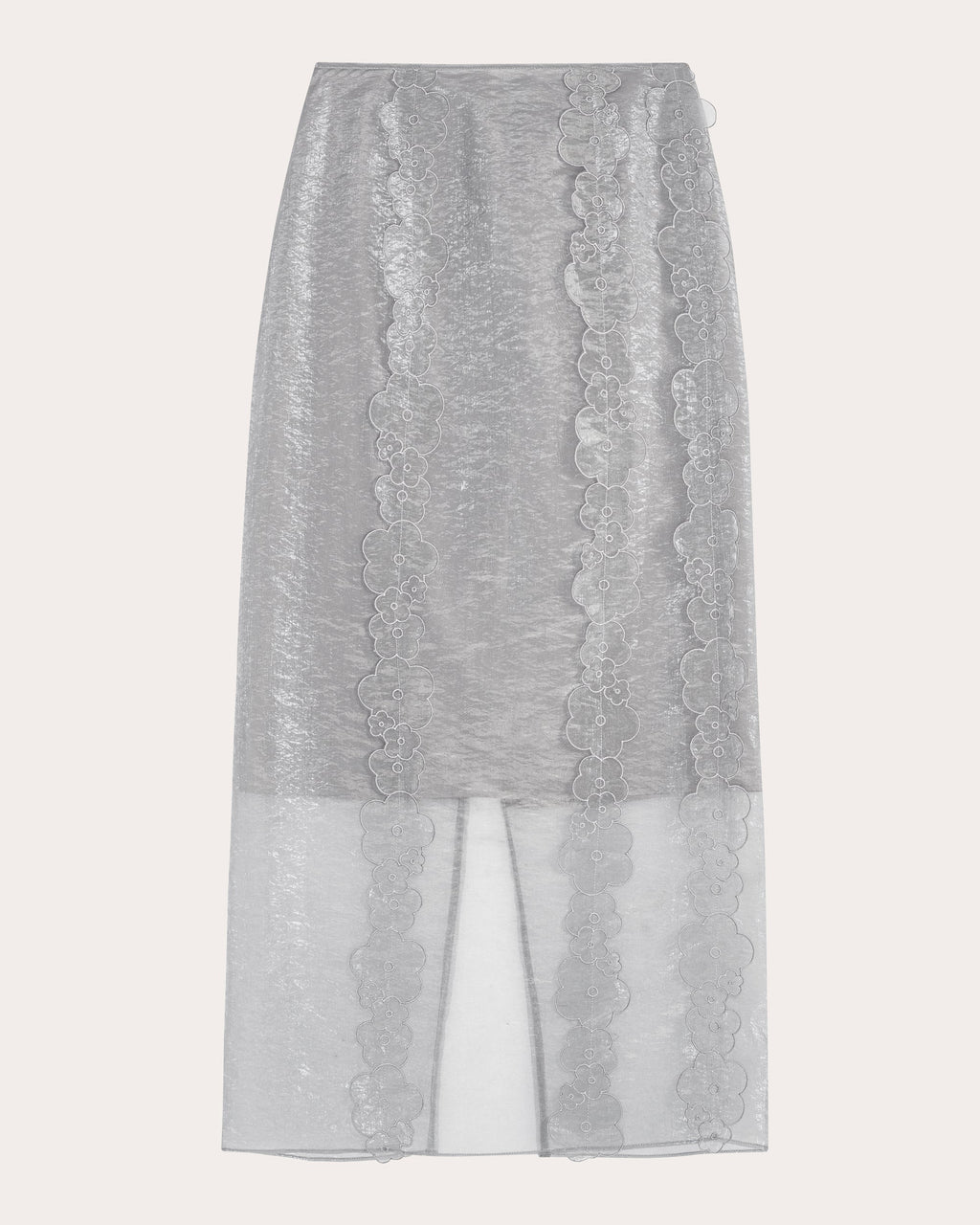 Olympia Floral Appliqué Sheer Liquid Myrtia Midi Skirt