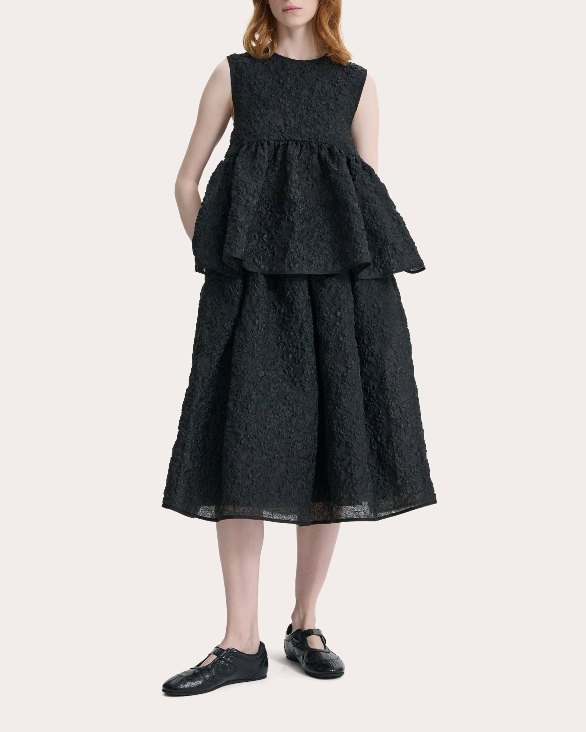 Cora Grasmere Matelassé Empire Peplum Top
