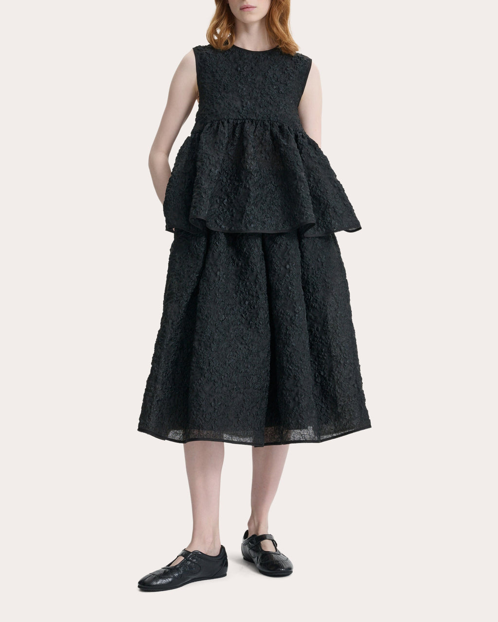 Cora Grasmere Matelassé Empire Peplum Top