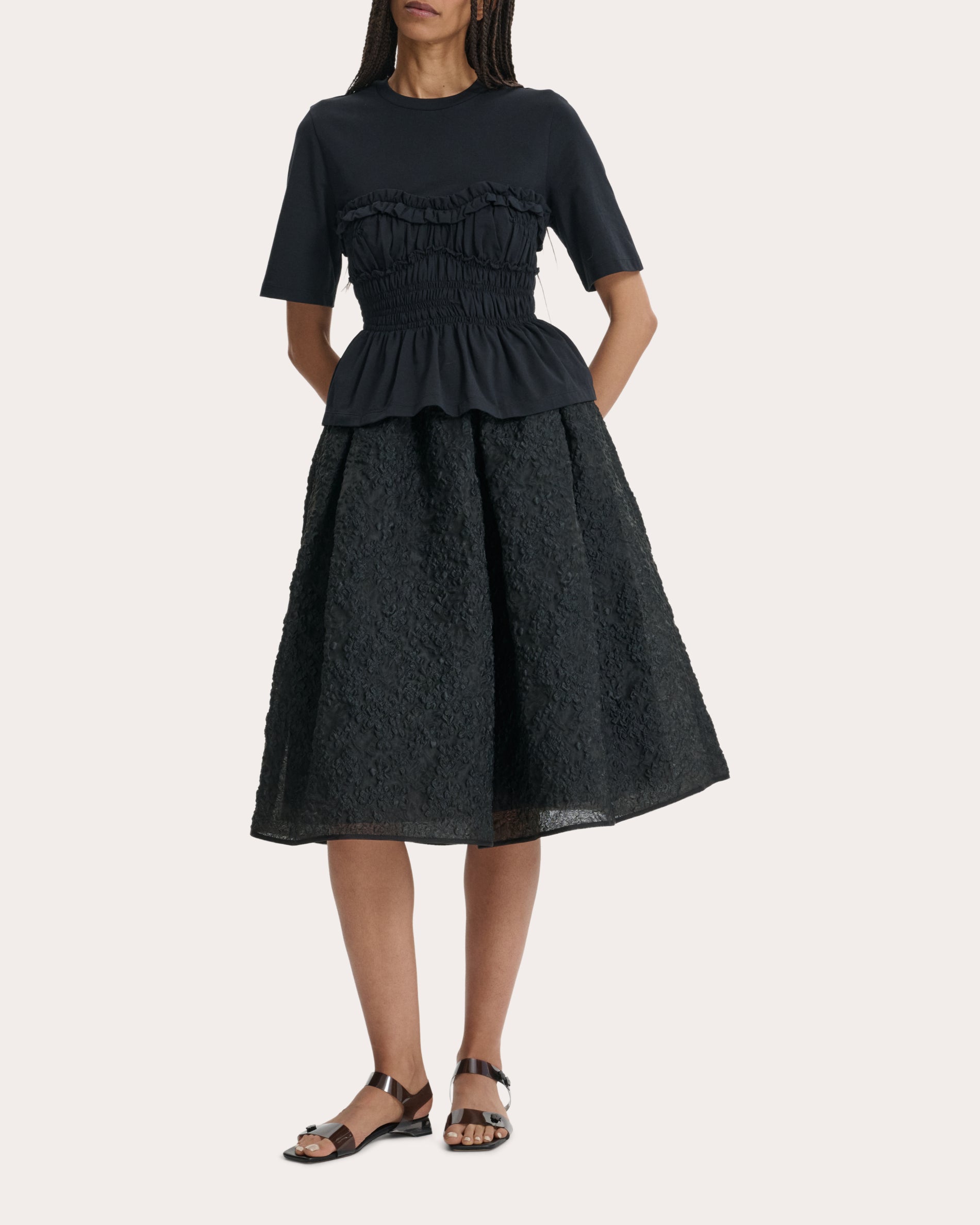 Vilde Shirred Jersey Peplum T-Shirt