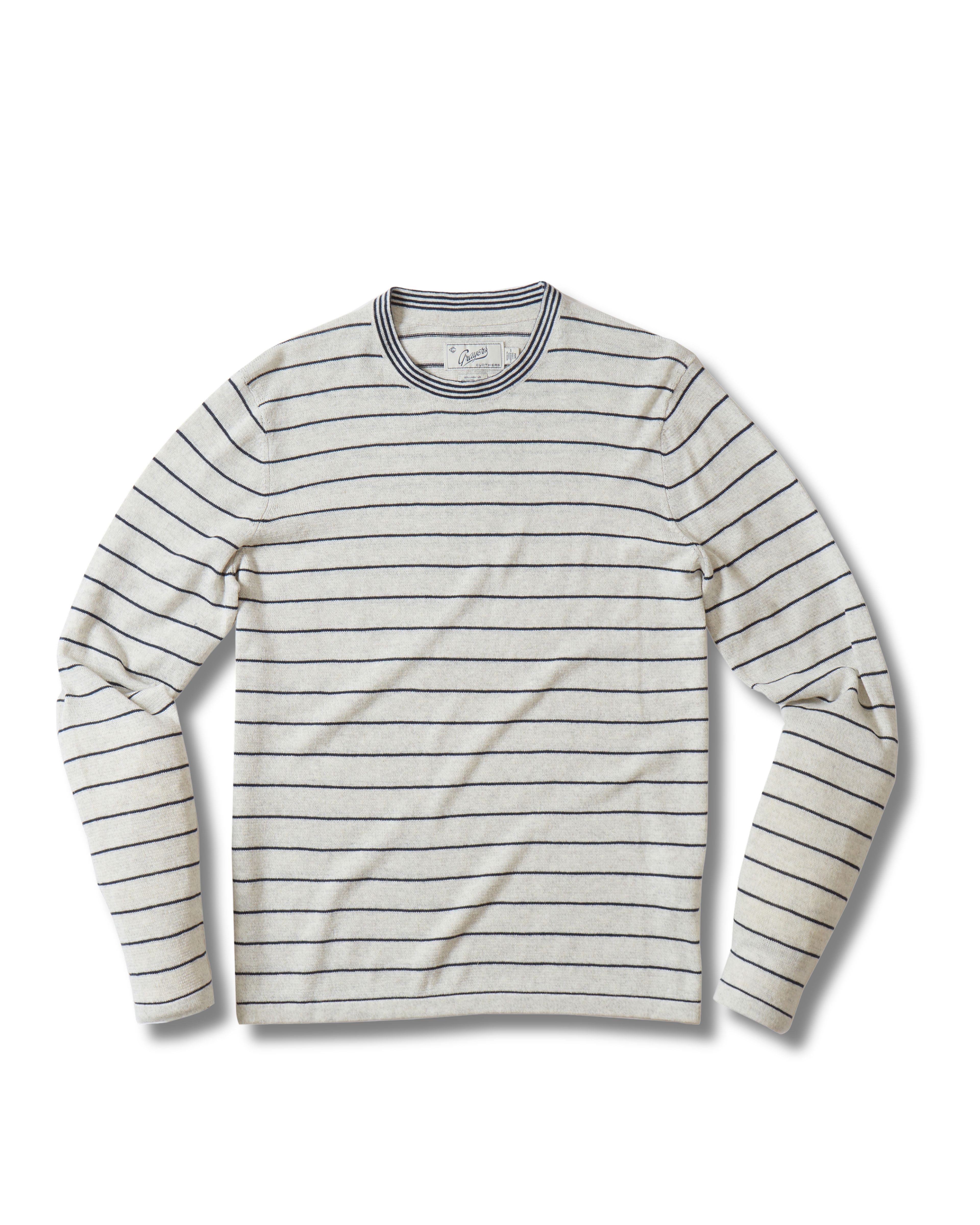 Nautical Stripe Crew Neck - White Navy Stripe