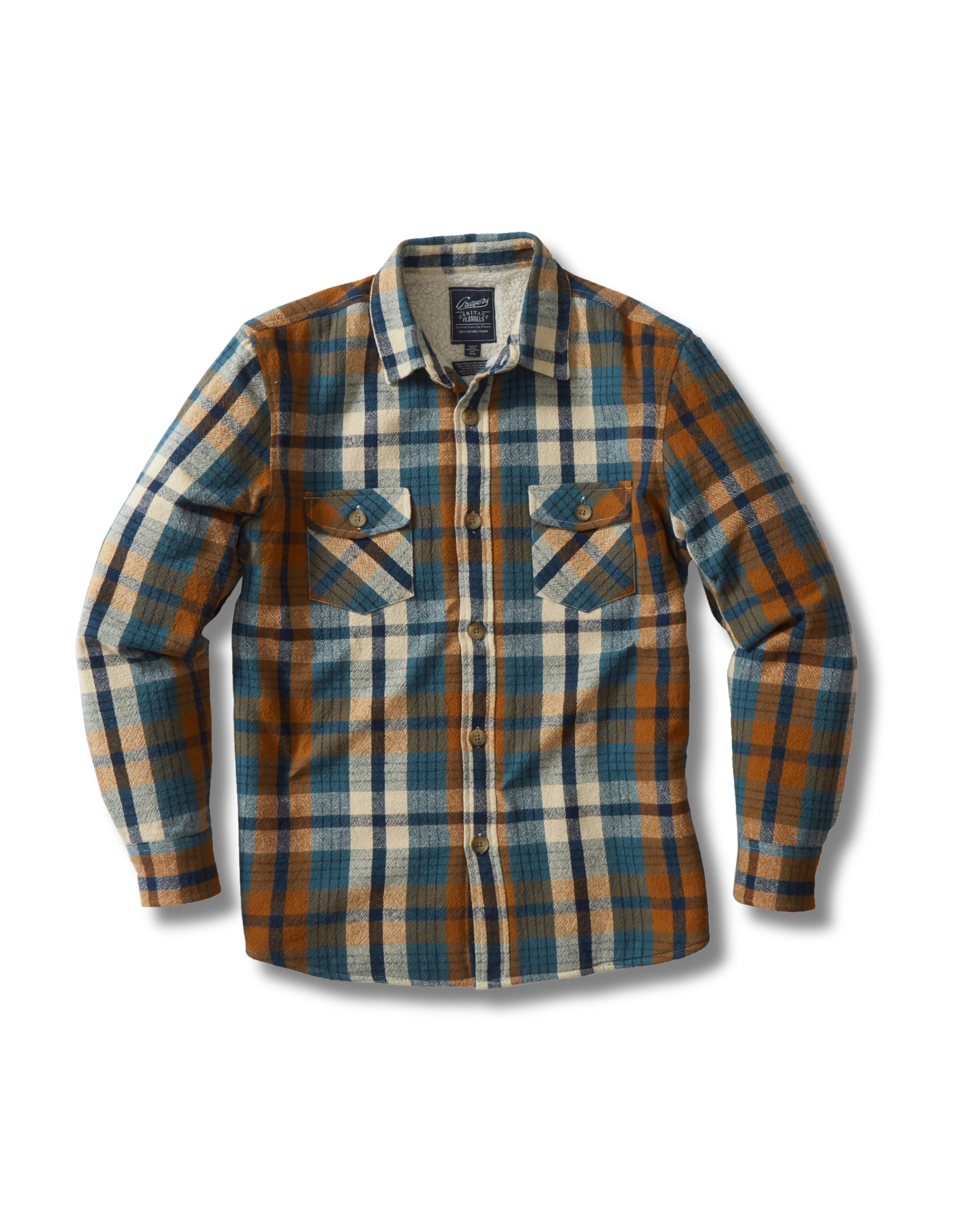 Edmund Sherpa Lined Shirt Jacket - Blue Biscuit