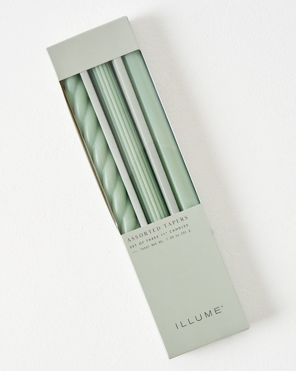 Assorted Sage Green Taper Candle Set
