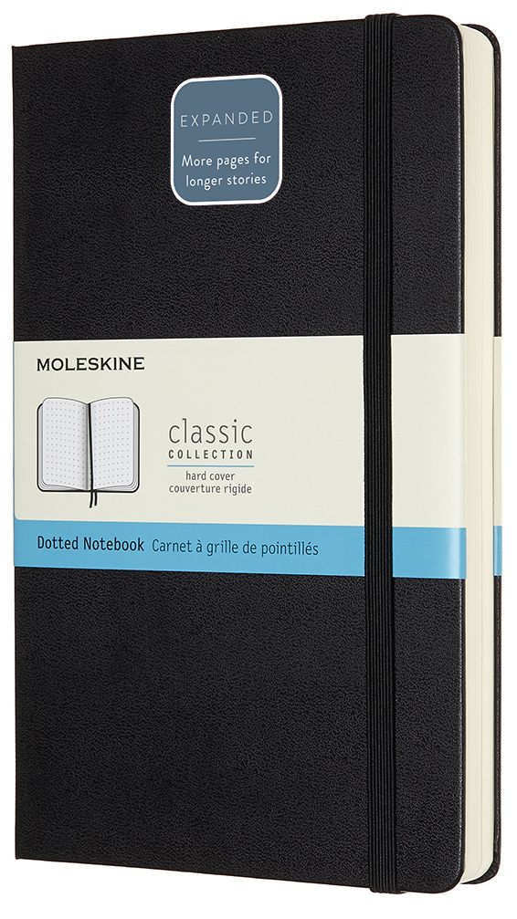 Moleskine Classic Notebook, Expanded Large, Dotted, Black Hard Cover (5 x 8.25)