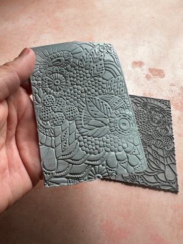 Floral Extravaganza Flower polymer clay rubber stamp texture