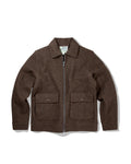 Burnham Boiled Wool Bomber - Tweedy Brown