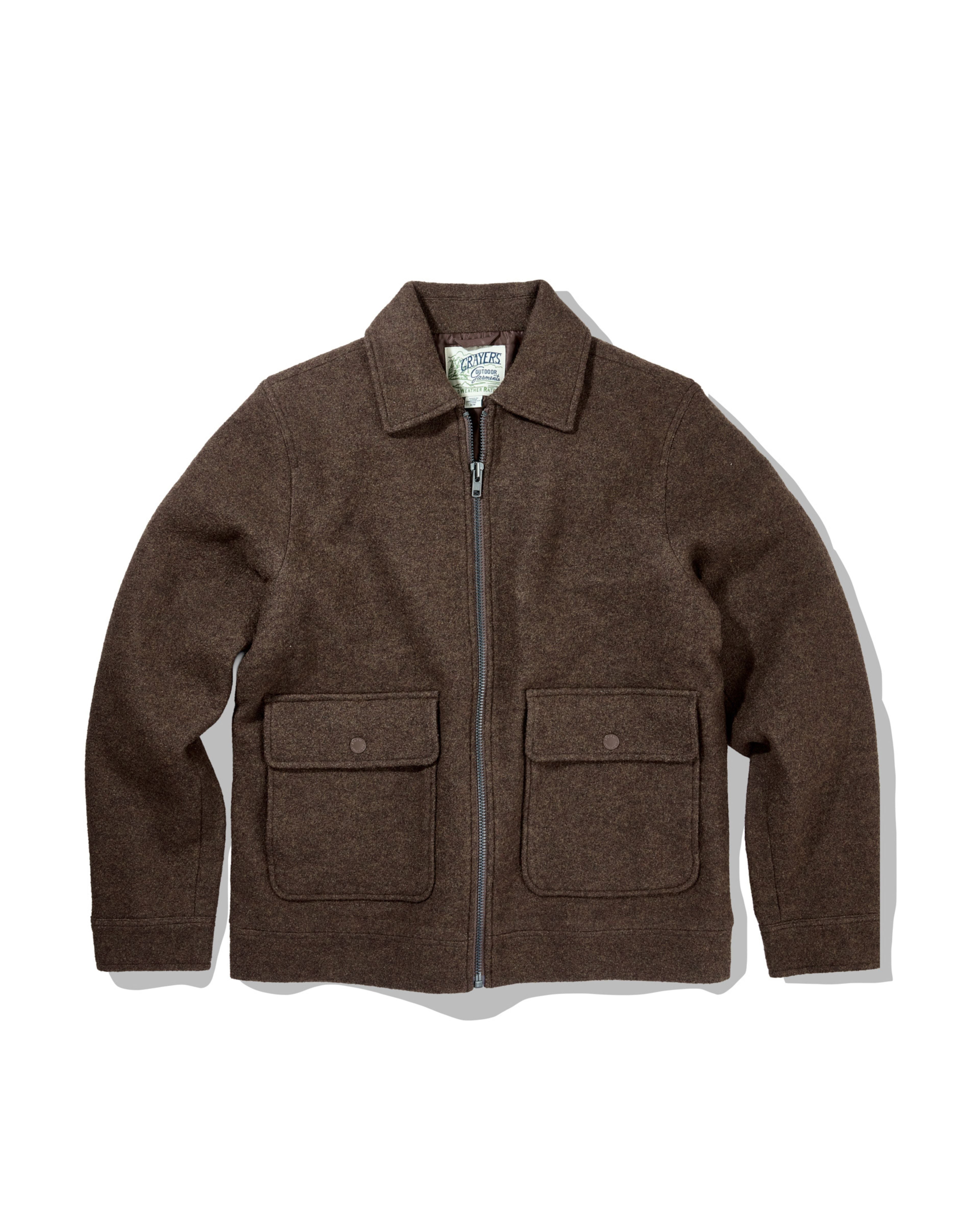 Burnham Boiled Wool Bomber - Tweedy Brown