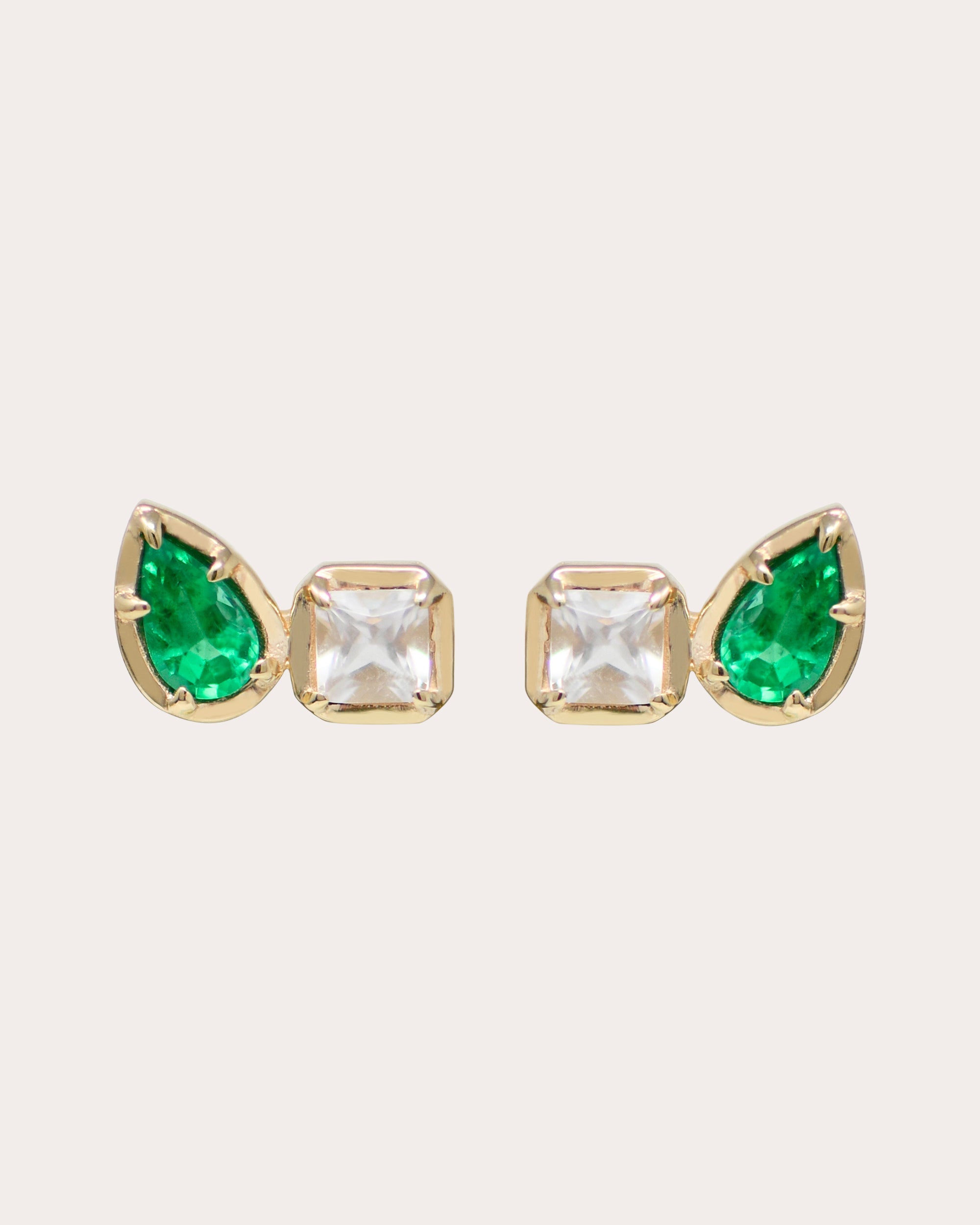 Emerald & Topaz Mélia Toi et Moi Stud Earrings