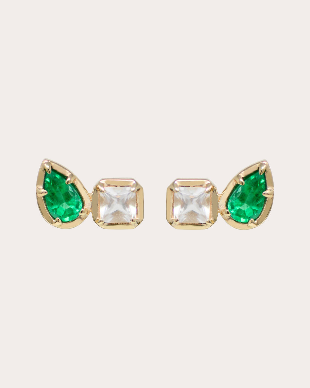Emerald & Topaz Mélia Toi et Moi Stud Earrings