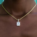 Micro Diamond Stone Pendant in Yellow Gold