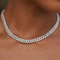 GLD 8.5mm Diamond Prong Cuban Necklace - White Gold