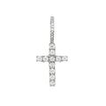 Women's Moissanite Diamond Cross Micro Pendant in White Gold Vermeil
