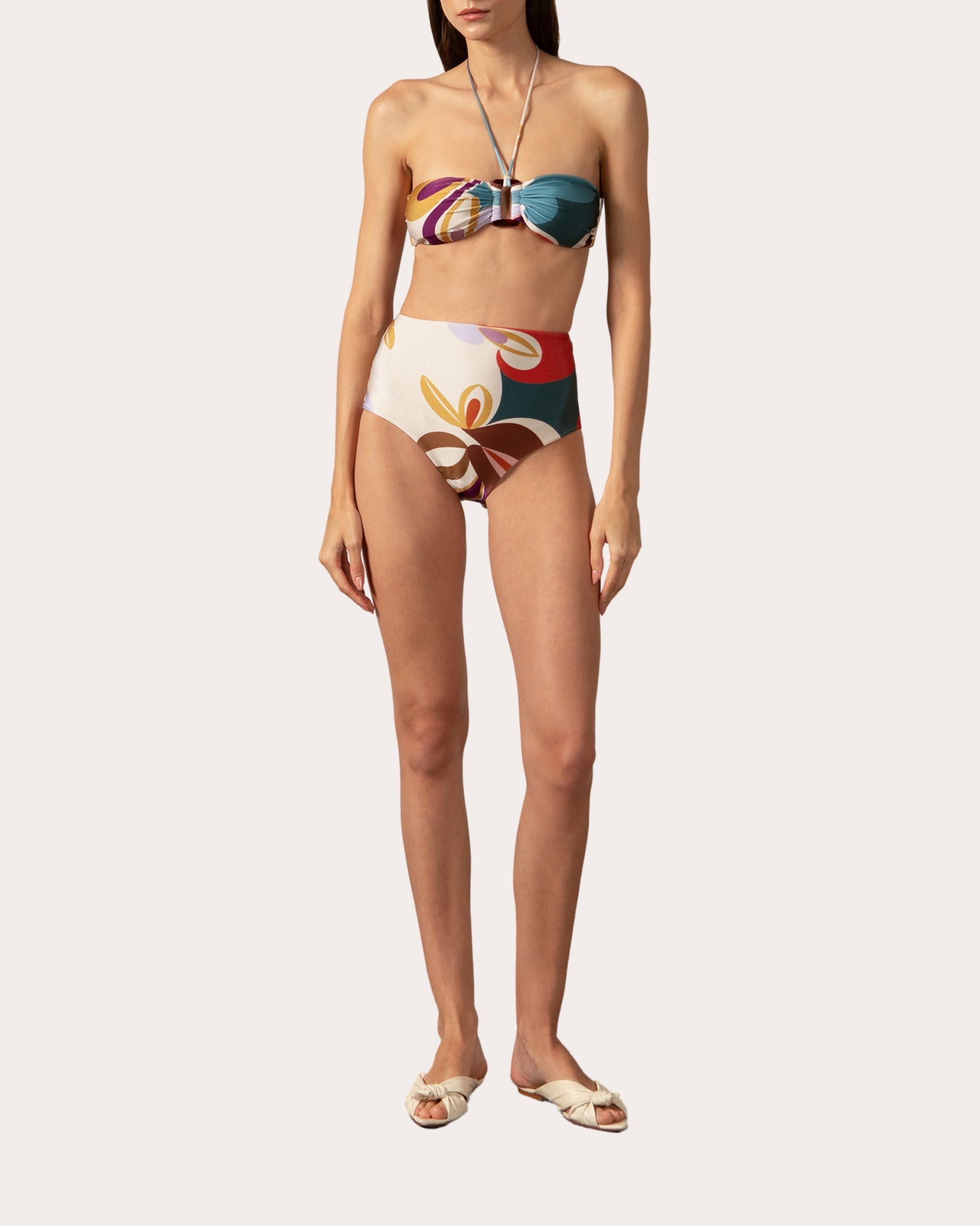 Floral High-Waist Halter Bikini