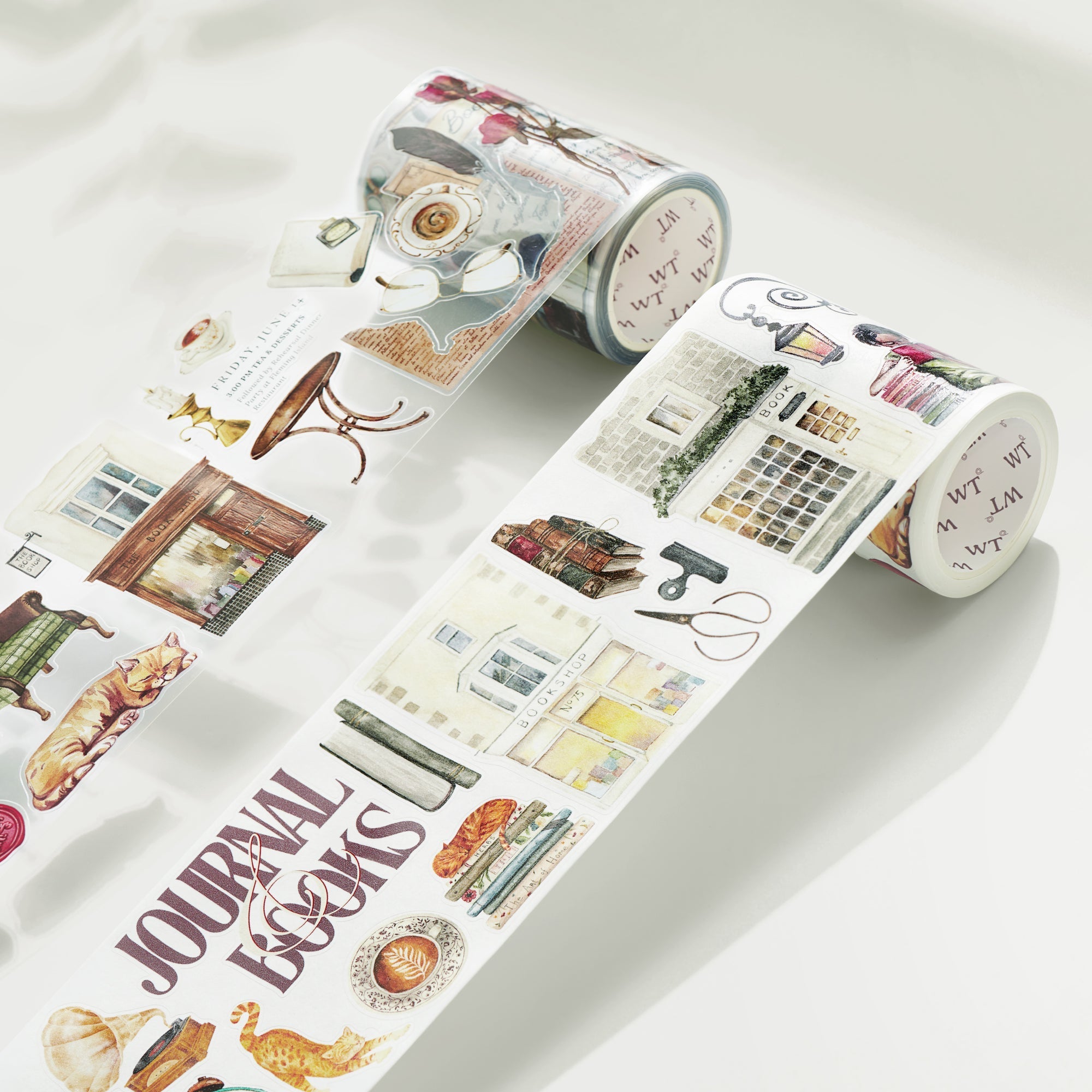 Pre-cut Cats and Books Wide Washi/PET Tape