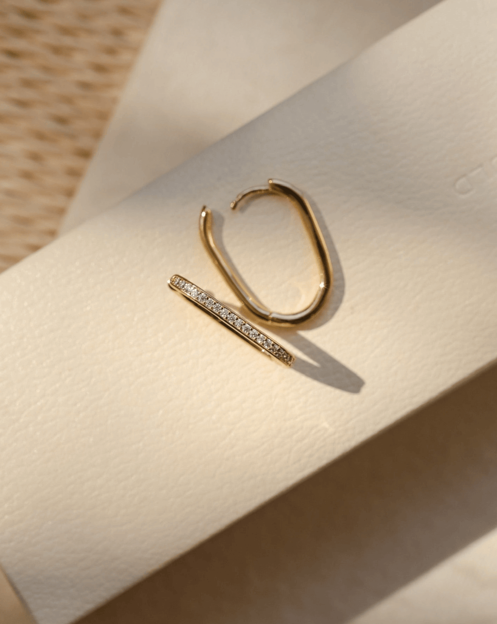 Pave U Link Hoops - Gold Vermeil