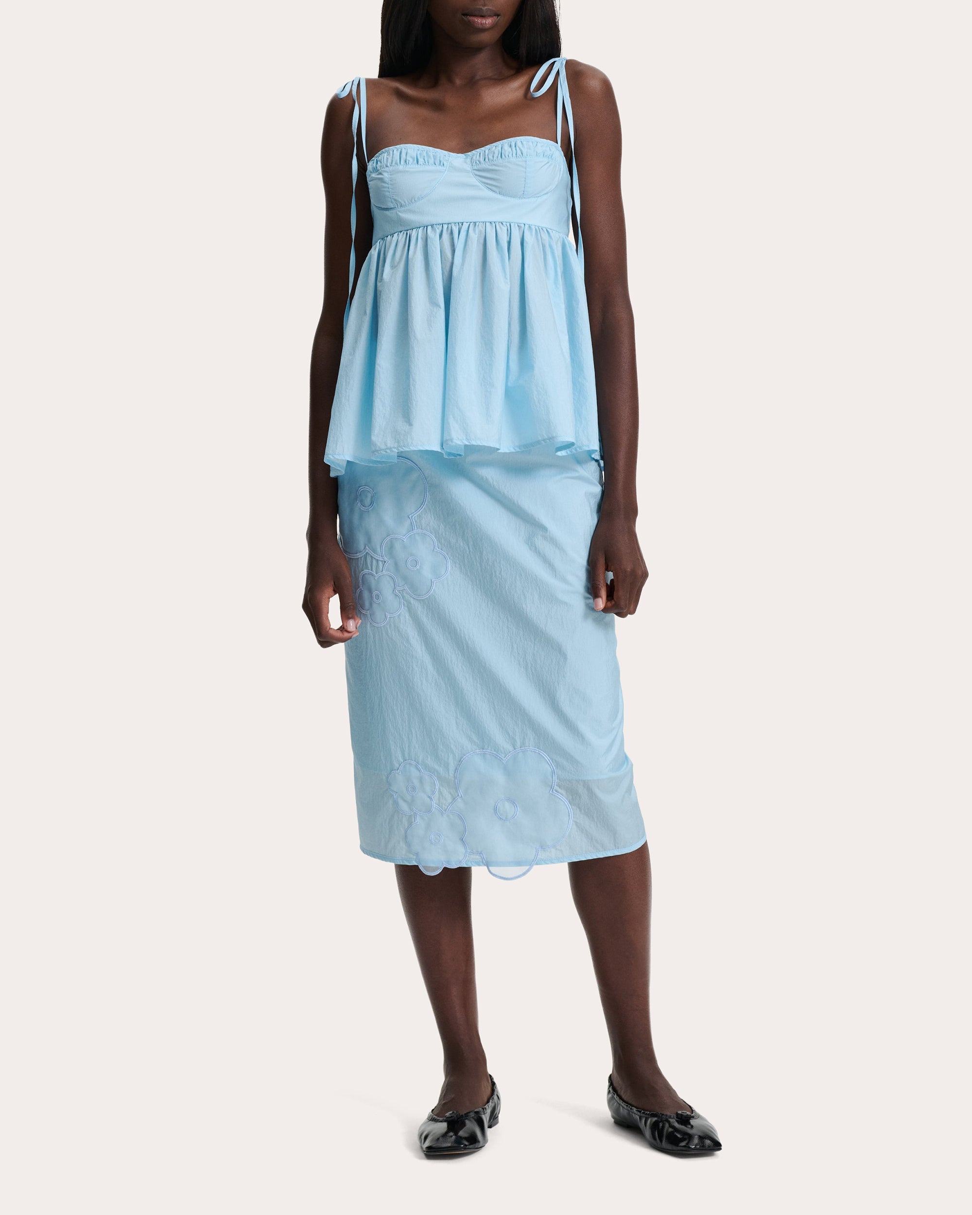 Alora Gathered Taffeta Peplum Bustier Top